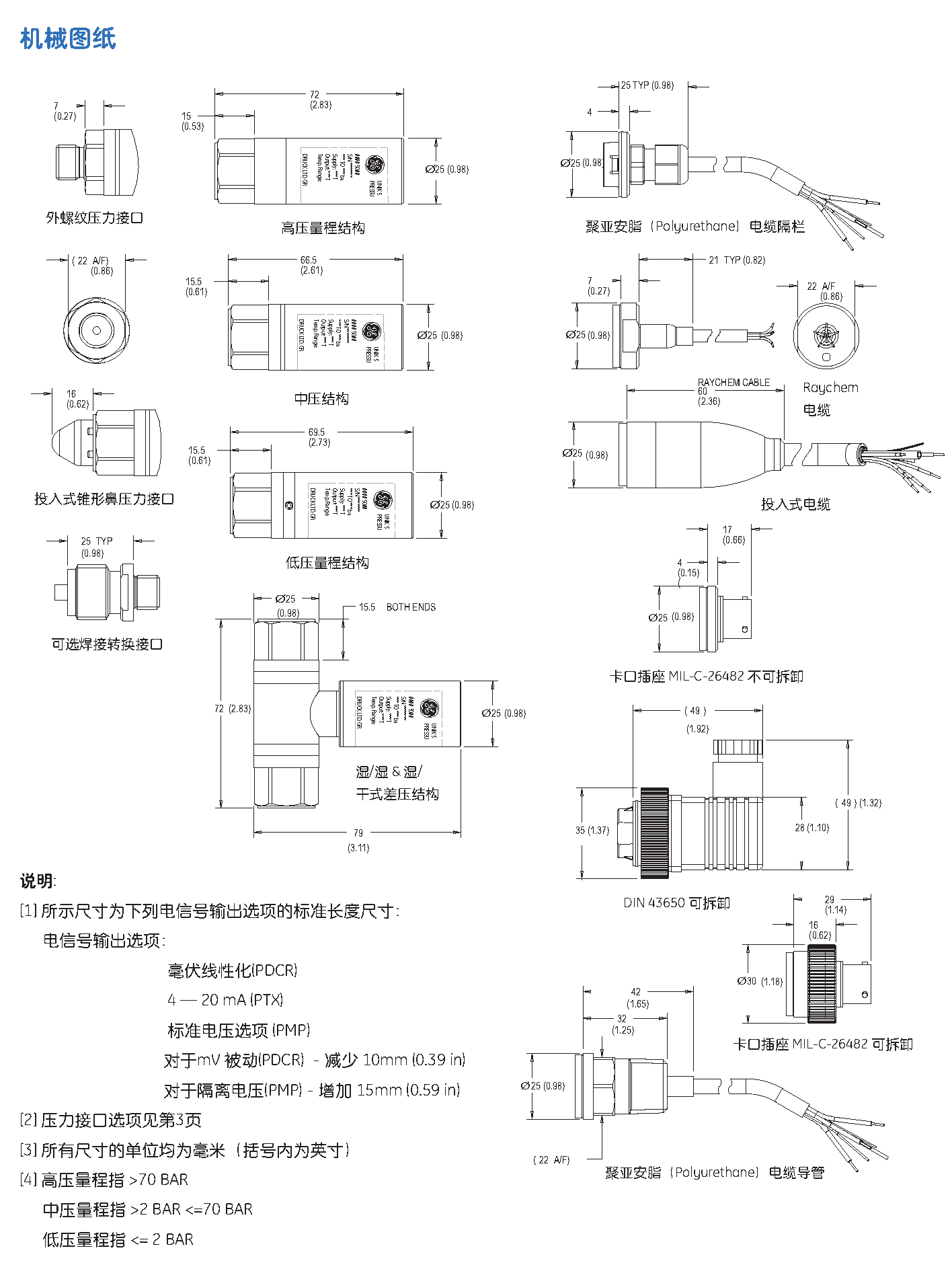 UNIK5000压力传感器按照图纸